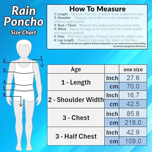Kids Waterproof Rain Poncho with Fleece Lining - Foldable