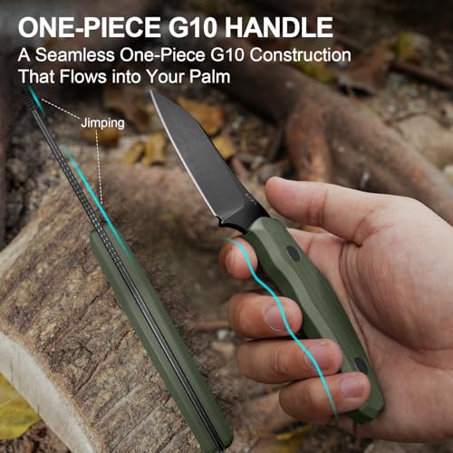 Kizer Bulldog Fix Fixed Blade Knife with Green G10 Handle, 2.97" D2 Sheepsfoot Blade