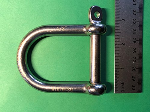 1/2" Wide D Shackle - Marine Grade Stainless Steel 316