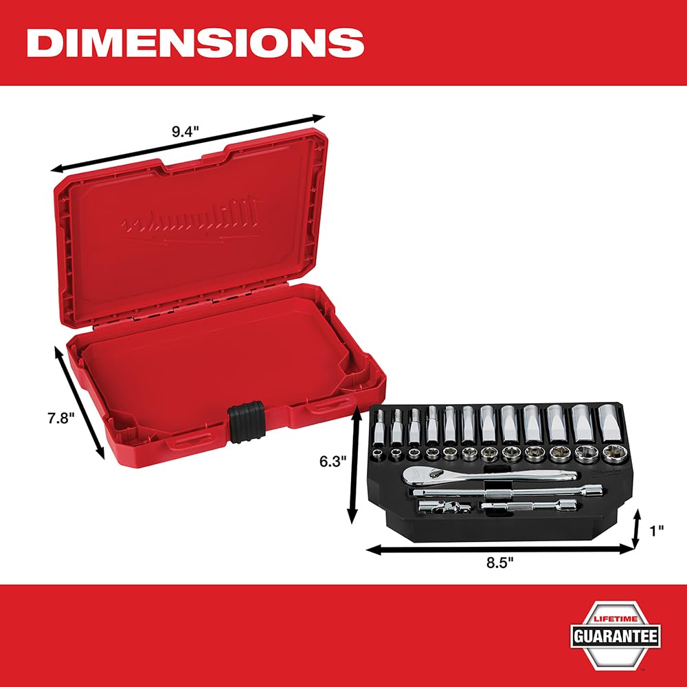 Milwaukee Electric - 1/4 Drive 28PC Ratchet & Socket Set - Metric