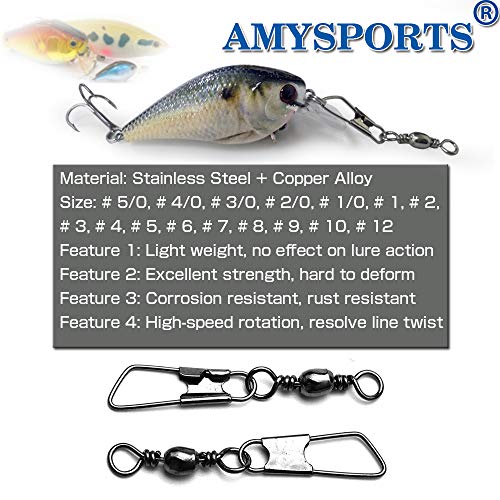 Stainless Steel Snap Swivel Fishing Barrel Connector - Size 12 (15lb) 50 pcs