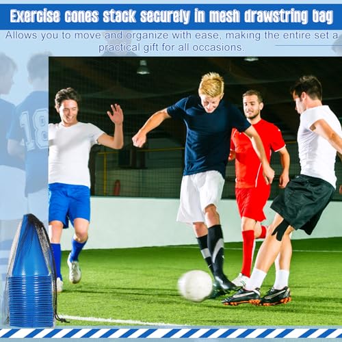 30 Pack 7 Inch Blue Plastic Traffic Cones for Sports Training