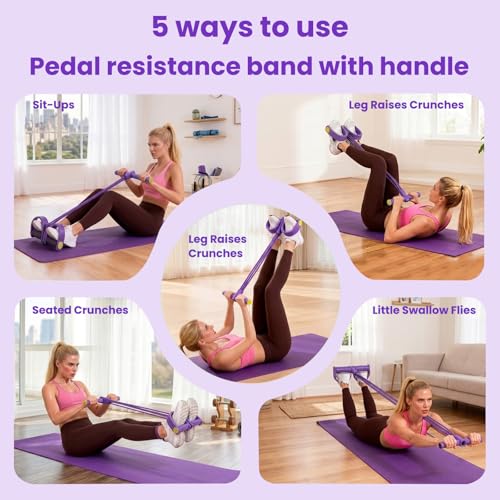 Pedal Resistance Bands with Handles for Full-Body Workout - Pink