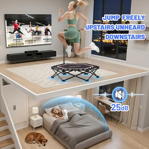 42'' Foldable Mini Trampoline for Adults with Handle - Blue