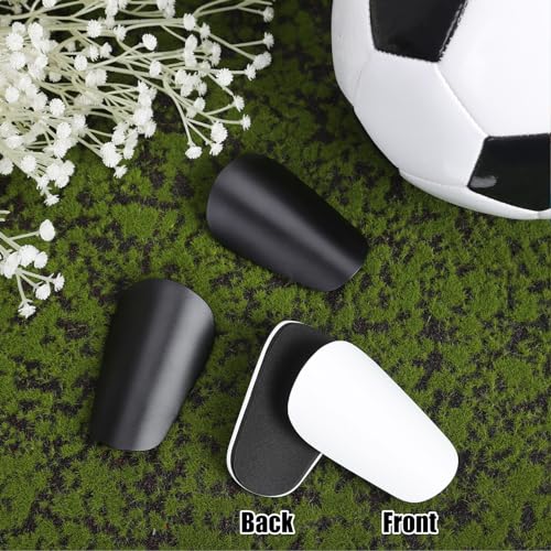 Mini Soccer Shin Guards - 4 Pack, Black & White, 8x5cm