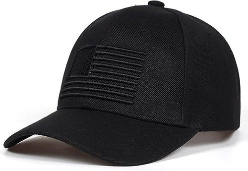 Black American Flag Low Profile Snapback Dad Hat - Adjustable Embroidered US Flag Baseball Cap for Men or Women
