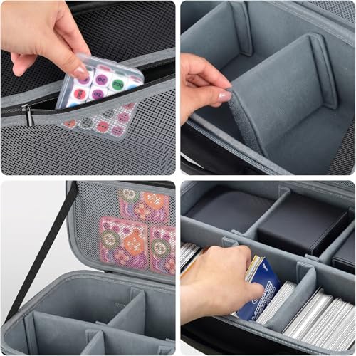 Casmilee Grey Deck Box Carrying Case for MTG/TCG Cards with Playmat Straps