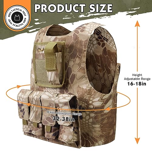 Kids Tactical Vest Camo - Outdoor Airsoft Costume for Ages 8-14
