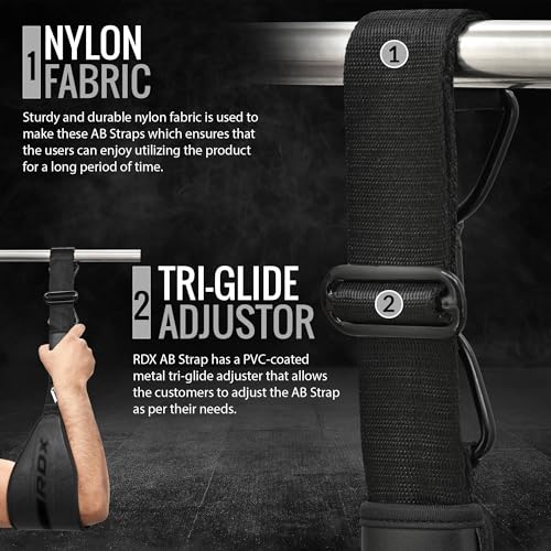 Ab Straps for Pull Up Bar - Maya Hide Leather - Black