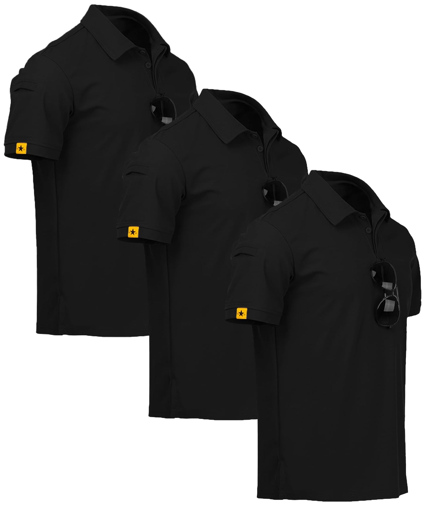 ZITY 3 Pack Mens Polo Shirt Short Sleeve Sports Performance Business Casual Golf Shirts for Men Collared Tactical T-Shirts Black Blue LightBlue X-Large