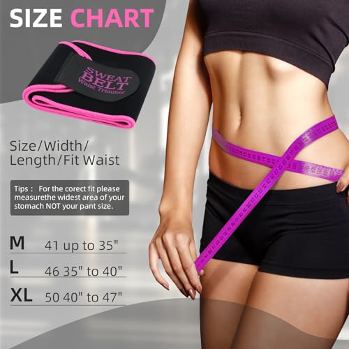 Waist Trainer for Women - Sweat Band Trimmer Belt - Medium Black/Pink