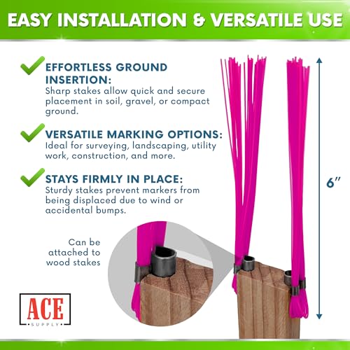Durable Pink Marking Whiskers - 250 Pack for Survey & Trail Markers