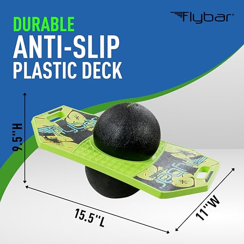 Pogo Ball for Kids - Balance Trick Board with Anti-Slip Deck - Green Mean