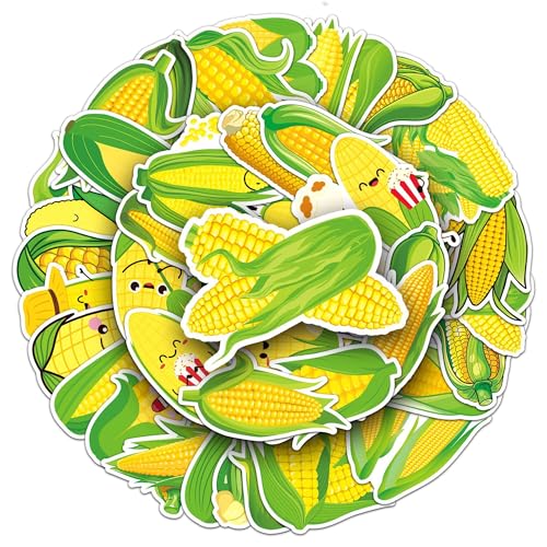 50-Piece Aesthetic Vinyl Corn Stickers Pack - Waterproof Decals