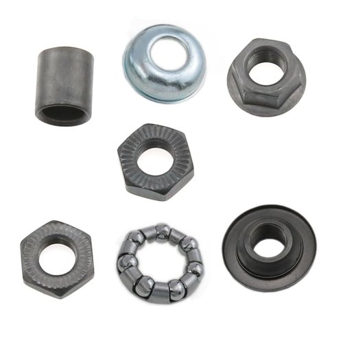 Meuey Lyot Bicycle axle 190mm/7.48inch Bicycle Ball Bearing Retainer Bike Hub Cups Bicycle hub Axle 3/8" Black 26tpi Hub Conical Lock nut Washer Kit 1 Set