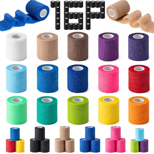 Self Adhesive Bandage Wraps - 16 Pack, 2" x 5 Yards, Multicolour