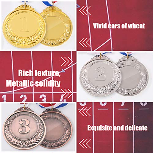Gold, Silver, Bronze Award Medals with Ribbon - Ears of Wheat Logo, 3 PCS