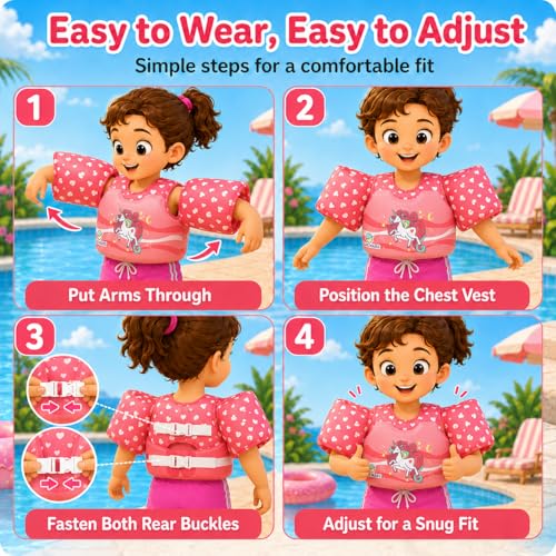 Dark Lightning Unicorn Red Toddler Swim Vest 33-55 lb USCG Approved Life Jacket
