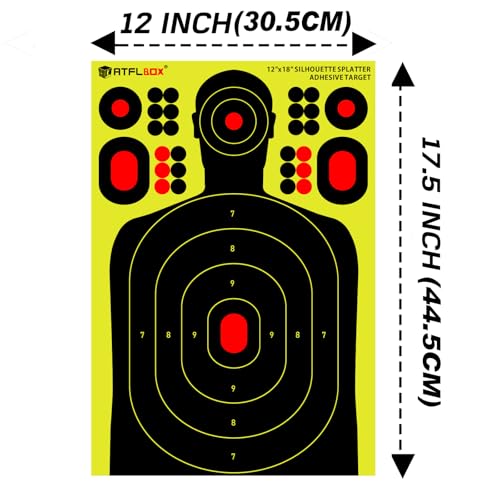 Atflbox 10 Pack 12x18 Inch Fluorescent Yellow Shooting Targets Adhesive Stickers