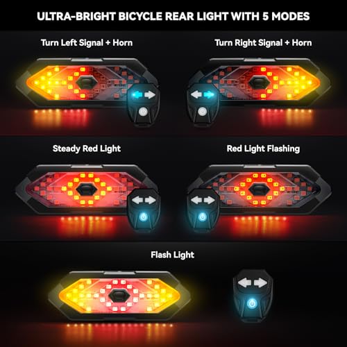 USB Rechargeable Bike Tail Light with Turn Signals - 120 Lumens
