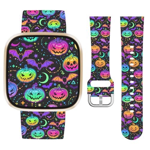 Christmas Silicone Watch Band for Fitbit Sense/Sense 2/Versa 3/Versa 4 - Halloween Pumpkin 2