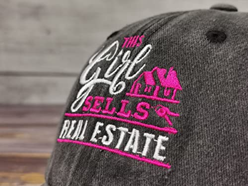 This Girl Sells Real Estate Embroidered Baseball Hats for Men Women - Shenbors Washed Black