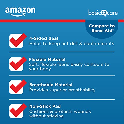 Flexible Fabric Adhesive Bandages, 100 Count, Breathable & Non-Stick
