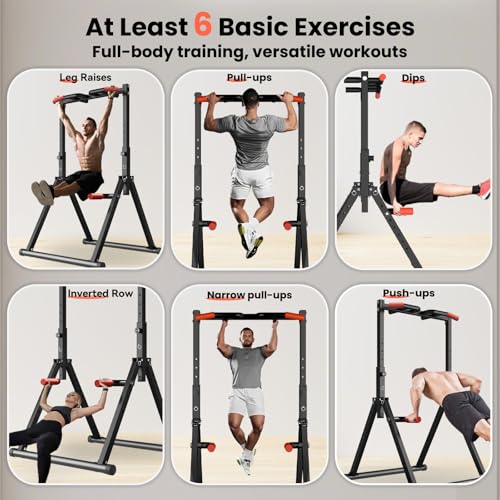 Foldable Power Tower Pull Up Dip Station - Black Multifunction Bar