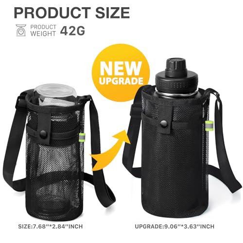 Large Water Bottle Carrier with Strap - Black - 1 Pc