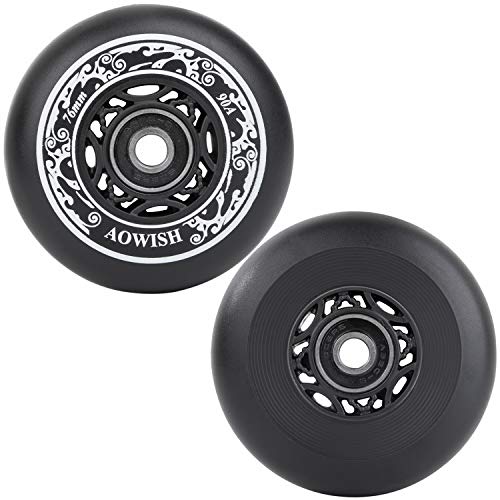 AOWISH 76mm Black Ripsurf Wheels with Bearings ABEC-9 for Skateboards & Scooters