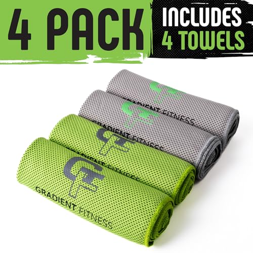 Cooling Towels for Sports & Gym - 4 Pack Breathable Sweat Towels - Green & Grey