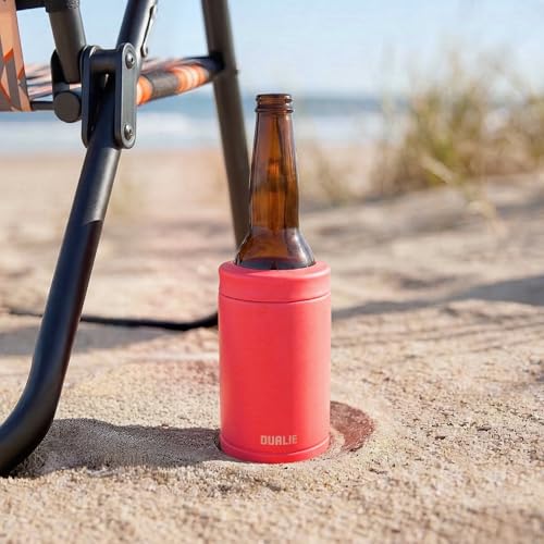 DUALIE 3-in-1 Insulated Can Cooler - Coral, Fits 12 oz Cans & Bottles, Keeps Drinks Cold