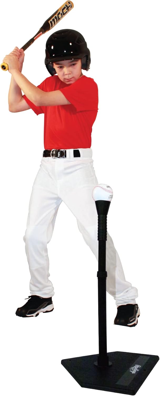 Rawlings Youth Batting Tee - Molded All-Purpose Design in Black for Enhanced Performance