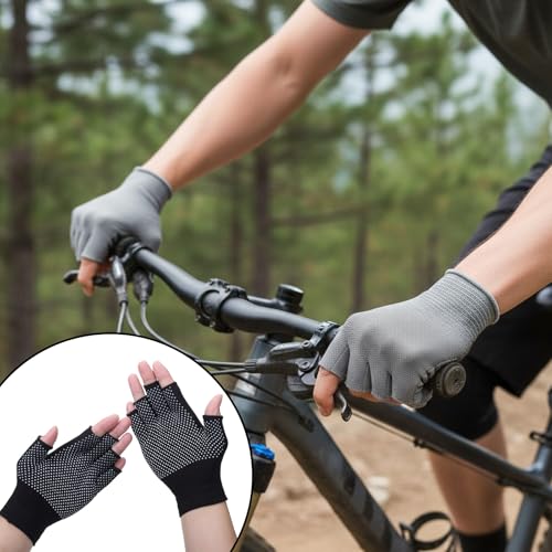 Half-Finger Fingerless Workout Gloves - 2 Pairs, Black & Gray