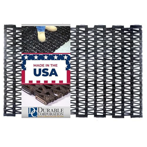 Durite Recycled Tire-Link Outdoor Door Mat 17x25in Heavy Duty Rubber Entrance