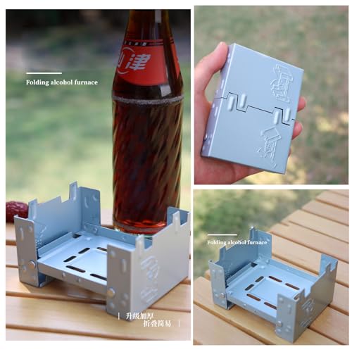 Portable Camping Stove with Solid Fuel Stand - Compact Foldable Alcohol Burner for Hiking & Outdoor Cooking
