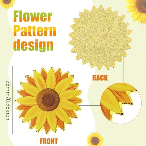 Seenelling 9 Pcs Golf Ball Markers Sunflower Pattern 1 Inch for Women & Men - Yellow