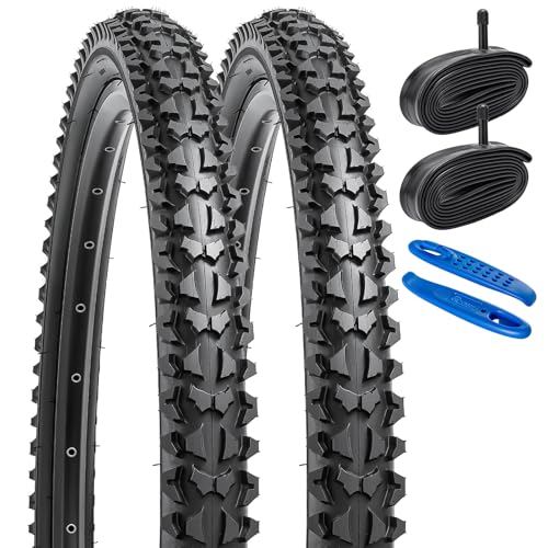 YUNSCM 2-Pair 26x2.10 Mountain Bike Tires with Tubes & Levers - Off-Road Ready
