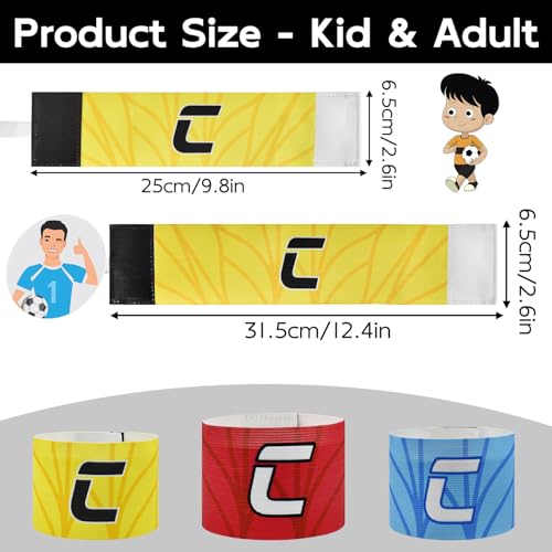 Adjustable Soccer Captain Armband - Youth Yellow, Non-Slip Design