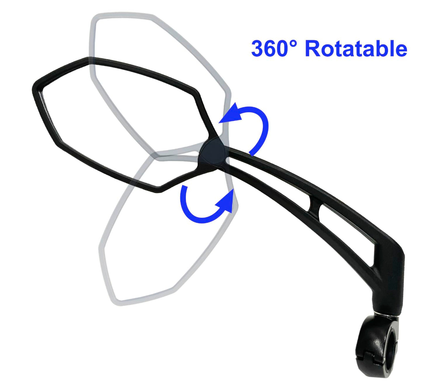 Hafny New Handlebar Bike Mirror, HD Glass Lens, Adjustable & Rotatable Safe Rearview Bicycle Mirror, Blast-Resistant, HF-M6002-FR051 (Silver Left)