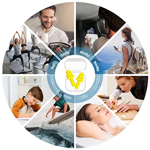 10 Pairs Reusable Silicone Swimming Earplugs with Case