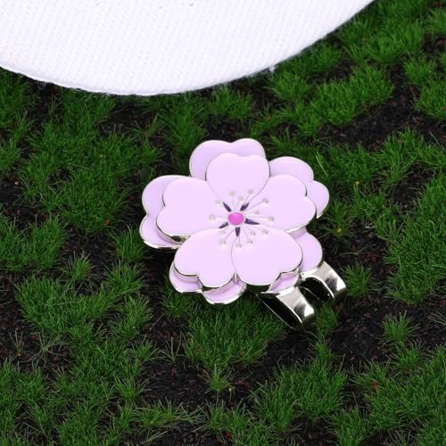 Magnetic Golf Ball Marker with Hat Clip - Purple Flower Design