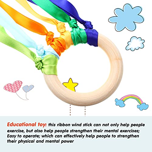Sumind 6 Pcs Bright Colors Ribbon Dance Wands for Kids Educational Exercise