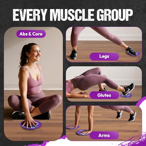 9" Gliding Sliders for Full Body Workouts - Purple