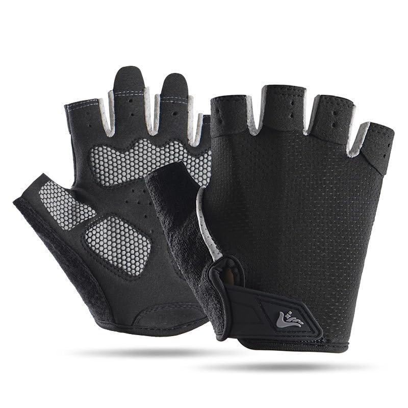 Breathable Workout Gloves for Weightlifting & Exercise - Black, Medium