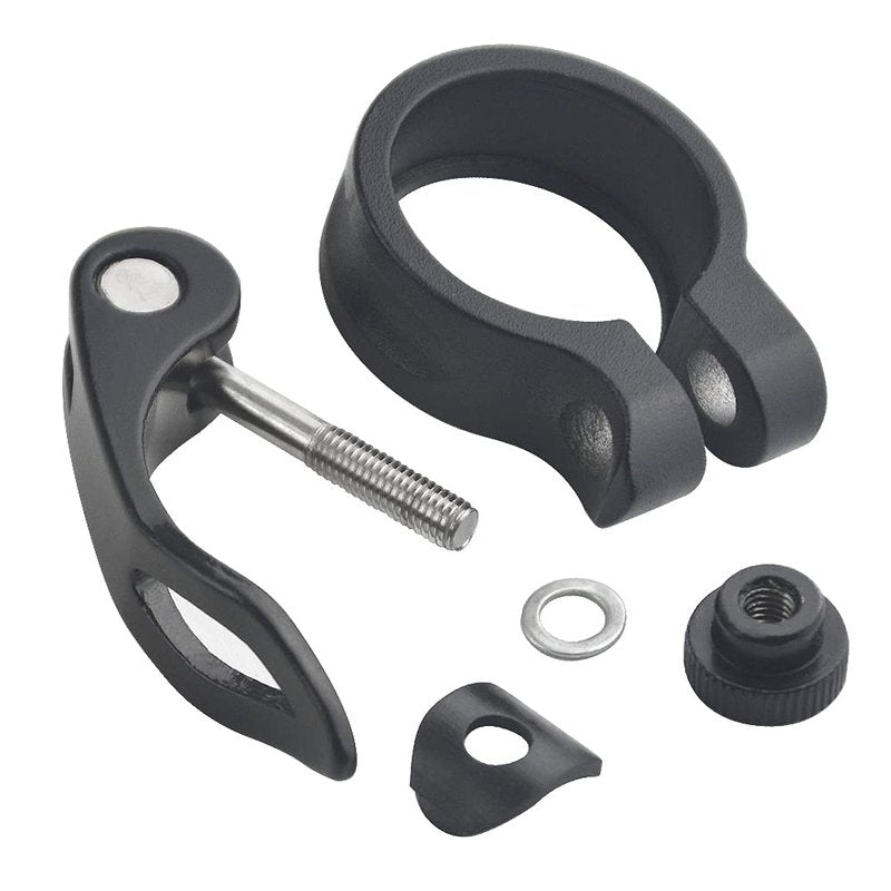 XINGYHENG 4Pcs Bicycle Seat Clamp Mountain Bike Road 31.8mm 34.9mm Aluminum Alloy Bike Bicycle Quick Release Seatpost Clamp Ring Fittings Black (31.8mm)