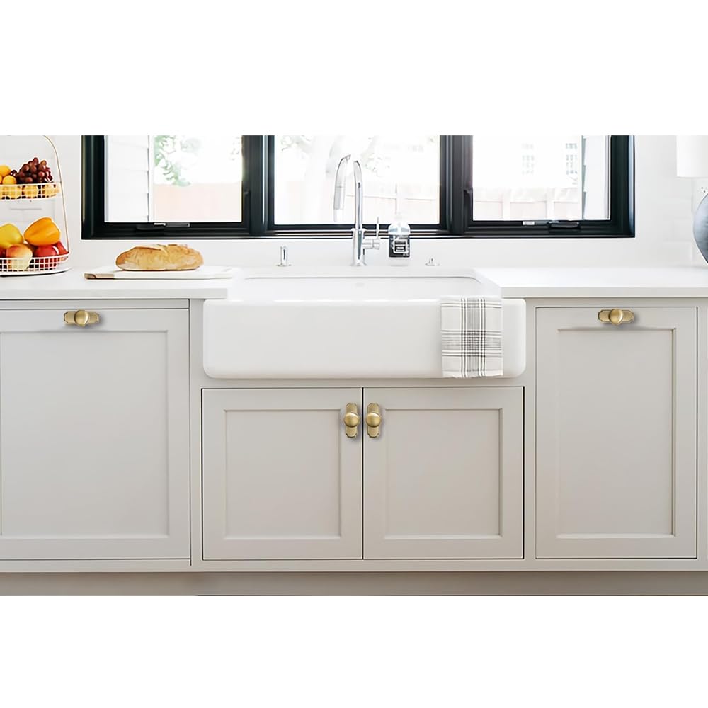 khtumeware 2 Pack 1-1/4 inch Backplate for Cabinet Knobs Brushed Brass Drawer Knobs Satin Gold Cabinet Hardware Vintage Knobs with Backplate