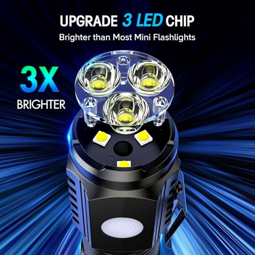 LETMY Rechargeable Mini Flashlights with Magnetic Base, 2 Pack Bright