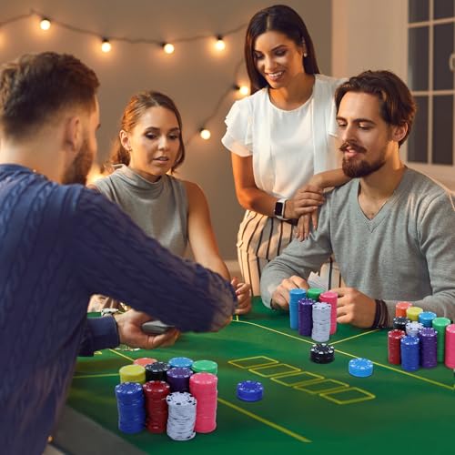 Coopay 100 Pcs Multicolor Plastic Poker Chips Set for Texas Hold'em & Blackjack