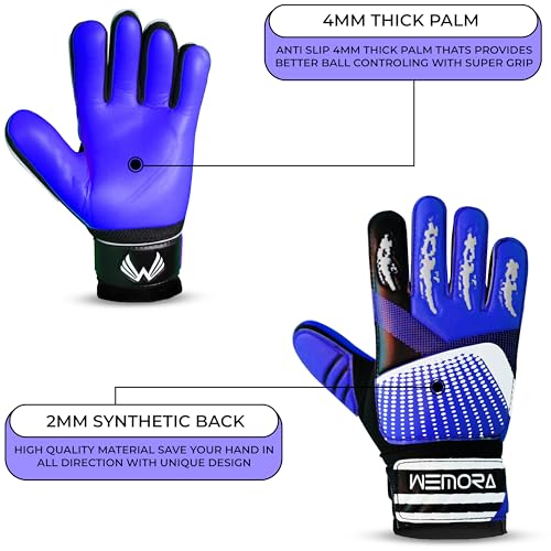 Soccer Goalie Gloves for Kids - 4MM Anti-Slip Grip